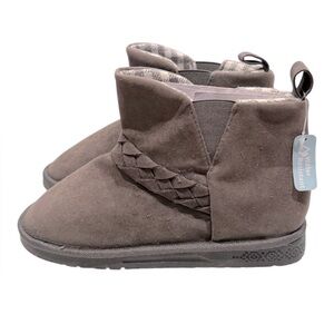 MukLuks Women's Bootie Dark Grey Ankle Harness Comfort Slip On Shoe Size 8 New